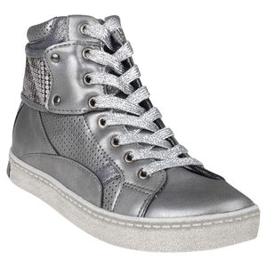 Bottillons argentés avec strass fantaisie à lacets et zip du 36 au 38 