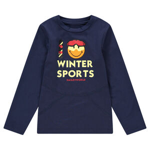 Μακρυμάνικη ζέρσεϊ μπλούζα με στάμπα ©Smiley μπροστά 