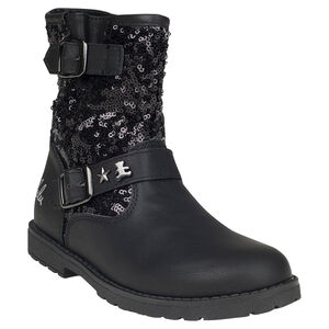 Bottines noires avec boucles fantaisie et tige en sequins 