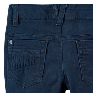 Βαμβακερό παντελόνι νηματοβαφή με φαντεζί τσέπη πίσω 