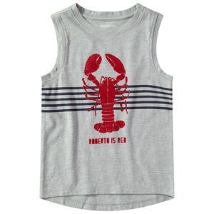 Βαμβακερό αμάνικο με διακοσμητική στάμπα σε ριγέ φόντο 