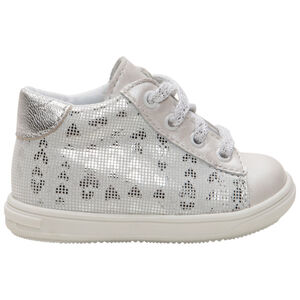 Γυαλιστερά μποτάκια με ασημί μοτίβα και κορδόνια  