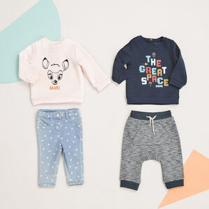 Jean effet used imprimé coeurs all-over 