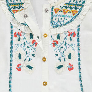 Πουκάμισο με χυτή γραμμή, βολάν και κεντημένο πλαστρόν 