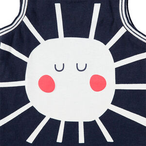 Σύνολο αμάνικη μπλούζα με στάμπα ήλιο και πετσετέ βερμούδα 