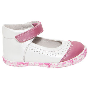 Δίχρωμα δερμάτινα παπούτσια με τυπωμένα λουλούδια στη σόλα 