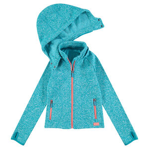 Φλις ζακέτα του σκι με μελανζέ όψη και αφαιρούμενη κουκούλα 