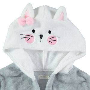 Ρόμπα από sherpa με κεντημένη γατούλα και ανάγλυφα αυτιά 