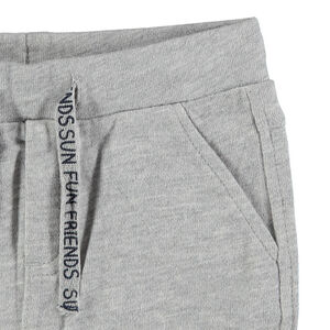 Μονόχρωμη φανελένια βερμούδα με εμπριμέ κορδόνια 