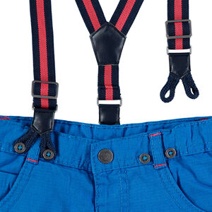 Βαμβακερό παντελόνι νηματοβαφή με ζέρσεϊ επένδυση και αφαιρούμενες τιράντες 