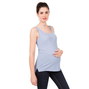 Αμάνικη μονόχρωμη ριμπ μπλούζα εγκυμοσύνης 