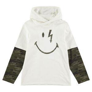 Μακρυμάνικη μπλούζα 2 σε 1 με κουκούλα και στάμπα ©Smiley  