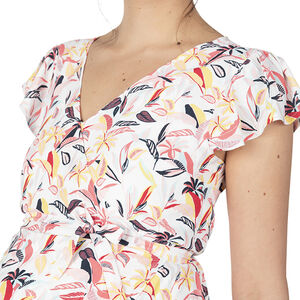 Μακρυ φόρεμα εγκυμοσύνης με βολάν στα μανίκια και εμπριμέ μοτίβο 