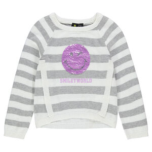 Ριγέ πλεκτό με μοτίβο ©Smiley από μαγικές πούλιες 