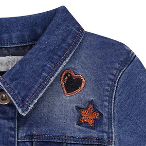 Τζιν μπουφάν με used όψη, κεντήματα και πουλιά με πούλιες 