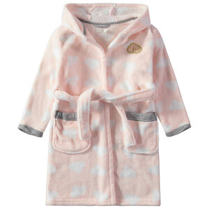 Εμπριμέ ρόμπα από sherpa με κουκούλα και μοτίβο συννεφάκια 