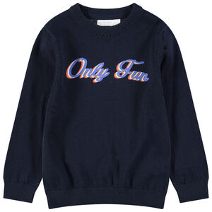 Πλεκτό πουλόβερ με τυπωμένο μήνυμα μπροστά 