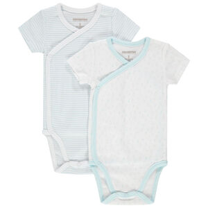 Σετ με 2 κοντομάνικα κορμάκια από βιολογικό βαμβάκι με ρίγες / με μοτίβο σε όλη την επιφάνεια 