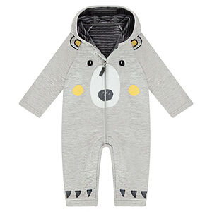 Μακρύ ολόσωμο φορμάκι από ζέρσεϊ με τυπωμένο αρκουδάκι 