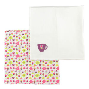 Set de 2 langes en coton imprimé et brodé 