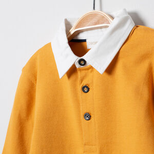 Polo manches longues en coton bio à bandes contrastées 