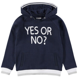 Παιδικά - Φούτερ από φανέλα με κουκούλα και τυπωμένο μήνυμα 