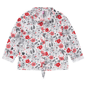 Μακρυμάνικο πουκάμισο με λουλούδια σε αντίθεση 