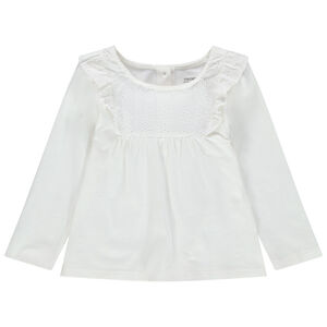 T-shirt manches longues à broderie anglaise et volants 