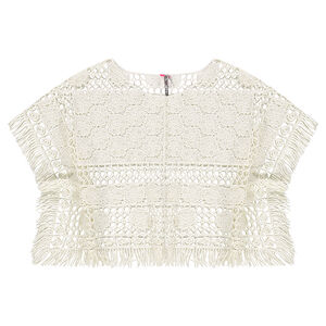 Παιδικά - Πόντσο πλεκτό στο βελονάκι με κρόσσια 