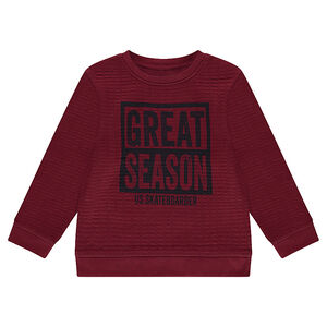 Φούτερ από φαντεζί φανέλα με τυπωμένο κείμενο 