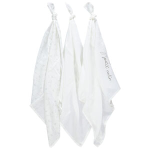 Lot de 3 langes en coton bio à motifs fantaisie 