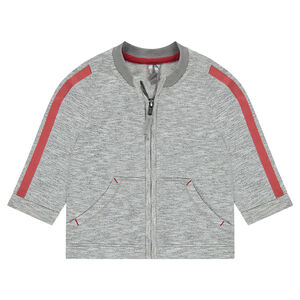 Ζακέτα από φανέλα με κηλίδες στην ύφανση, τυπωμένες λωρίδες και φερμουάρ 