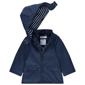 Αδιάβροχο παρκά με ζέρσεϊ ριγέ επένδυση 