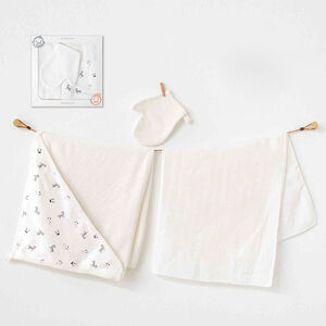  Σετ κάπα-μπουρνούζι με γάντι και πάνα χασέ Zebra  