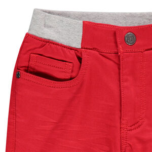 Pantalon en toile à taille élastiquée et croisillons sur les genoux 