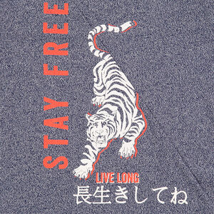 Παιδικά - Μακρυμάνικη μπλούζα από ζέρσεϊ μελανζέ με τίγρη και τυπωμένα κείμενα 