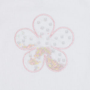 Μακρυμάνικη μπλούζα με λουλούδι από τούλι και ελεύθερες πούλιες 