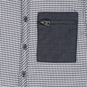 Παιδικά - Πουκάμισο καρό με λεπτομέρειες από ύφασμα σαμπρέ 