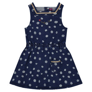 Πουά φόρεμα από φανέλα με ελαστική μέση 