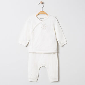 Ensemble haut pressionné et pantalon en coton bio 