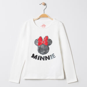 T-shirt manches longues motif Minnie Disney en sequins magiques 