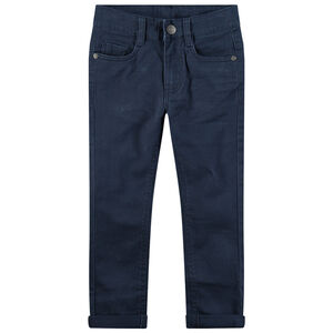 Βαμβακερό παντελόνι νηματοβαφή με φαντεζί τσέπη πίσω 