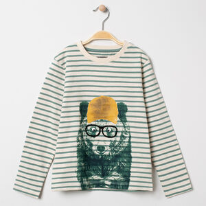 T-shirt manches longues rayé print ours 