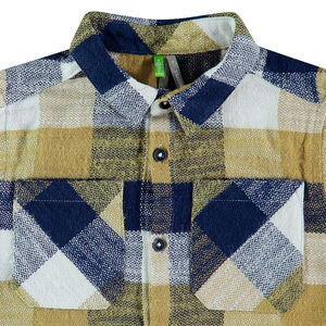 Μακρυμάνικο πουκάμισο με καρό σε αντίθεση και τσέπες 