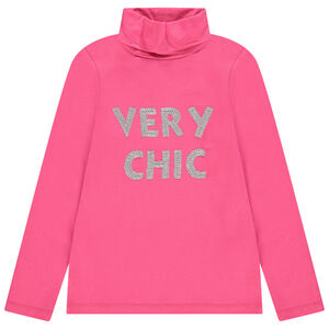 Sous pull col roulé en coton bio avec inscription en sequins 