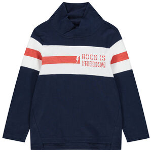 T-shirt manches longues à col croisé et bandes contrastées 