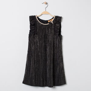 Robe de fêtes plissée irisée à manches volantées 