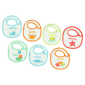 Lot de 7 bavoirs assortis print animaux et jours de la semaine 