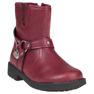 Bottines bordeaux à zip et bijou coeur fantaisie du 28 au 35 