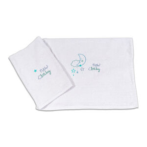 Σετ Πετσετεσ 2τμχ Με Κεντημα Φεγγαρακι - Λευκό 